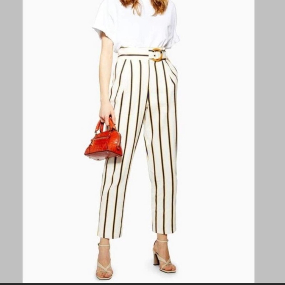 Topshop striped high waisted crop pants - 8